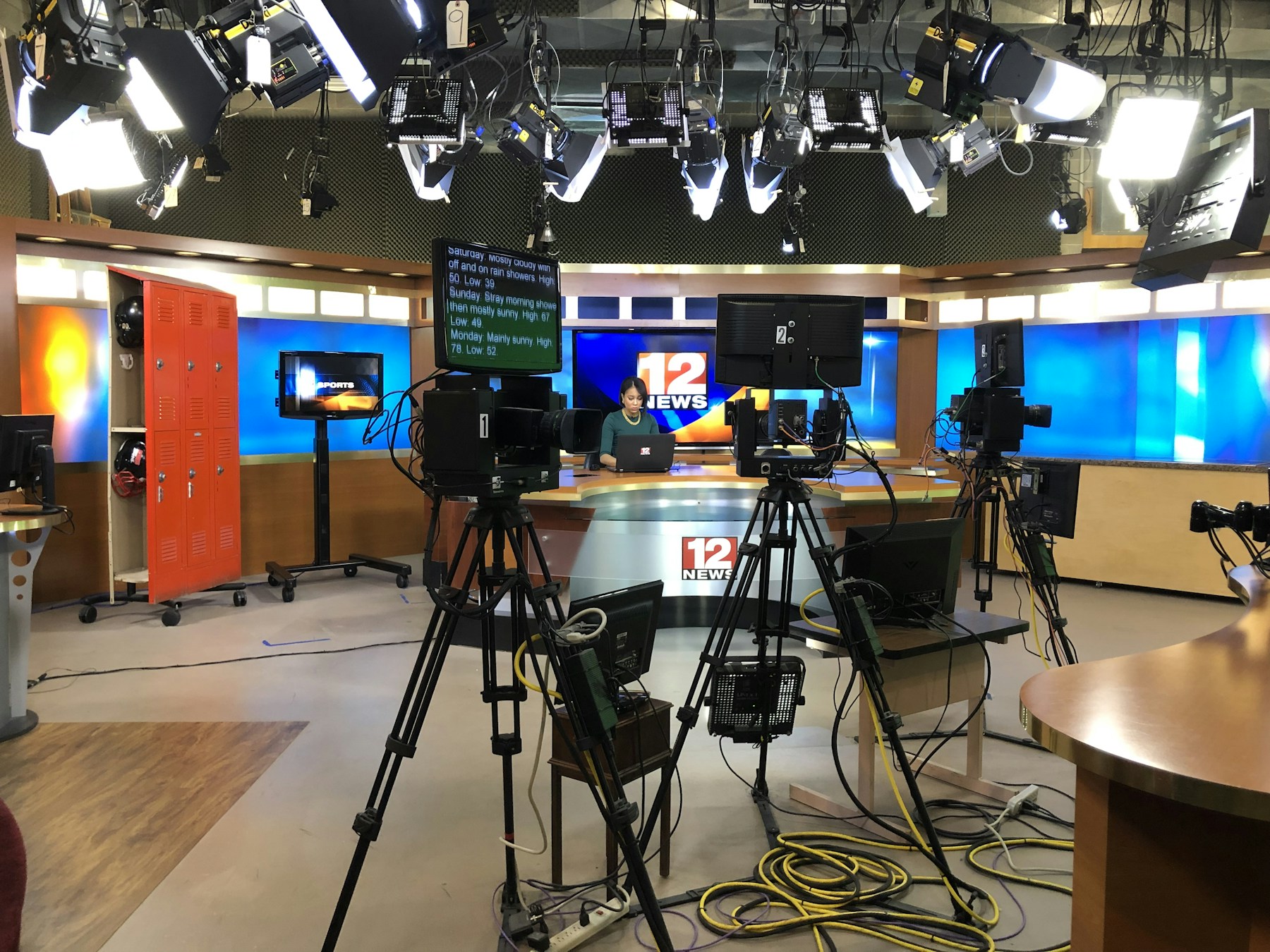 Camera’s en verlichting in een televisiestudio